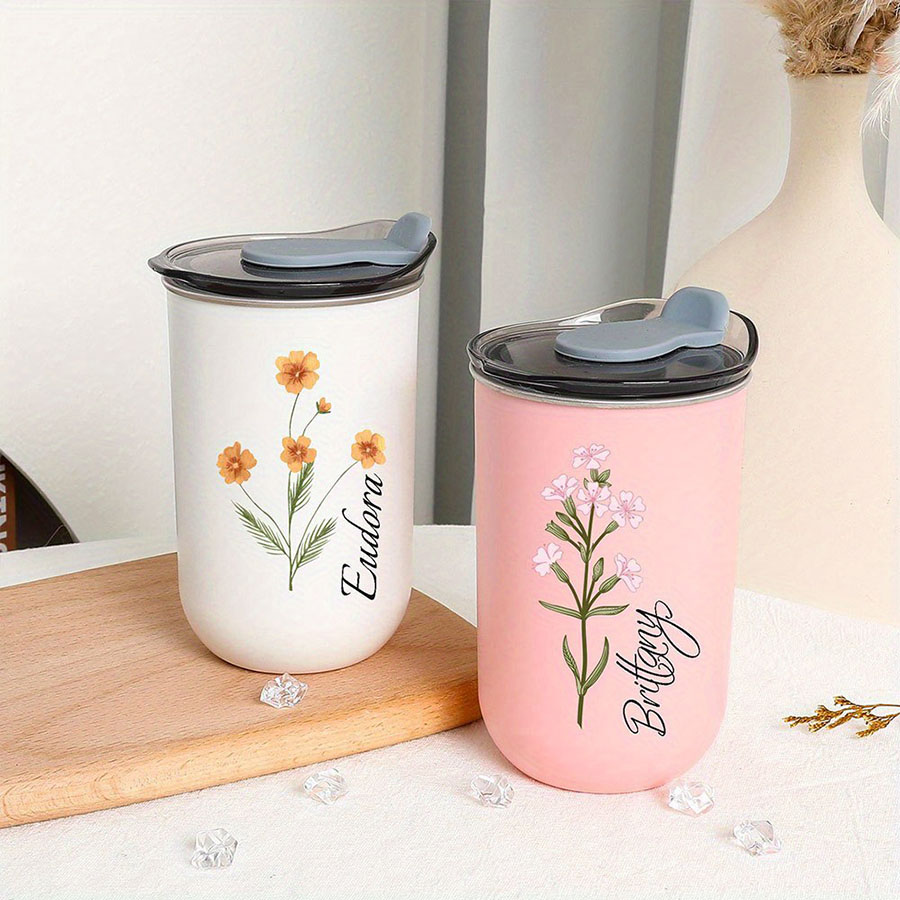 Coffee Equipment Names - Персонализированная термокружка с именем и цветком