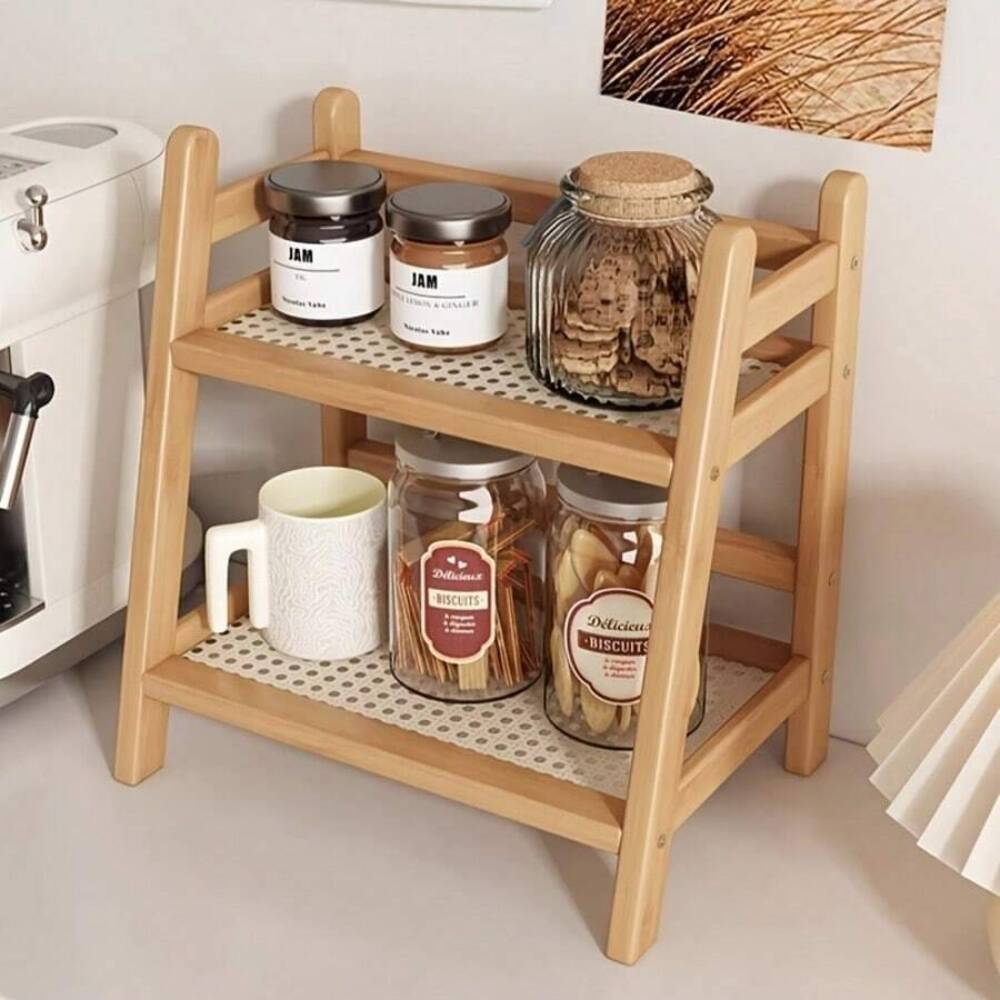 Coffee Equipment Rack - Двухуровневая бамбуковая полка для хранения на